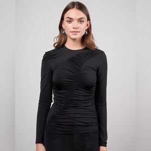 Ruched Jersey Crewneck Top